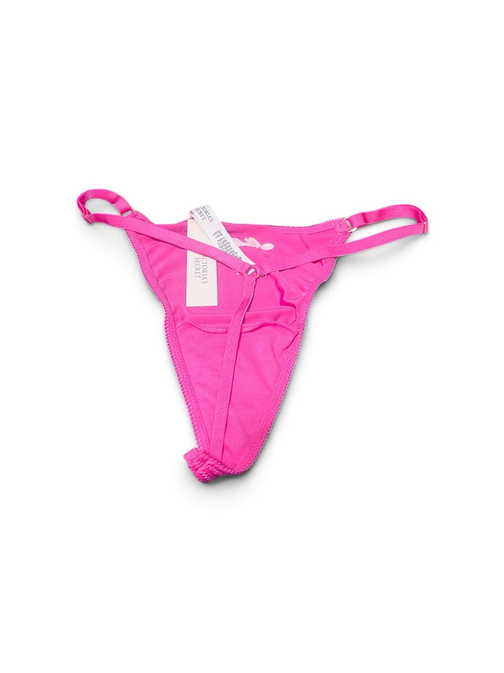 Victoria's Secret Hell Yeah Hot Pink Triangle Thong Panty V-stwith Shell Charm - Picture 4 of 5